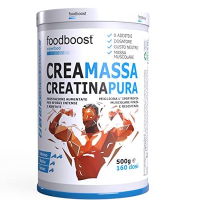foodboost creatina monoidrata pura in polvere 500g per forza e resistenza durante attività fisica intensa -workout – okproteine in polvere - marchio italiano - 160 DOSI