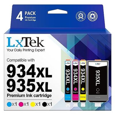 LxTek Cartucce d'inchiostro Sostituzione per HP 934 XL 935 XL 934XL 935XL Alta Capacità per Officejet Pro 6230 6830 per Officejet 6820 (Nero Ciano Magenta Giallo, 4-Pack)