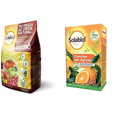 Solabiol Zeolite Polvere Di Roccia, 1Kg Potenziatore Delle Difese Delle Piante, Bianco, 1 Kg & Concime Granulare Biologico Per Agrumi, 750 Gr