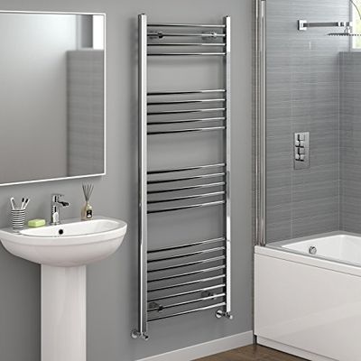 iBathUK 1600 x 600 Curved Heated Towel Rail Chrome Bathroom Radiator NC1600600