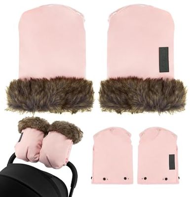 Guantes MoMi para empujar cochecitos y sillas de paseo. Calentadores de manos con forro polar suave, pelo extraíble, cálidos e impermeables, fijados con botones a presión
