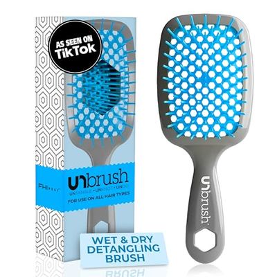 FHI HEAT Unbrush Wet & Dry - Cepillo desenredante para desenredar el cabello, color azul claro/gris