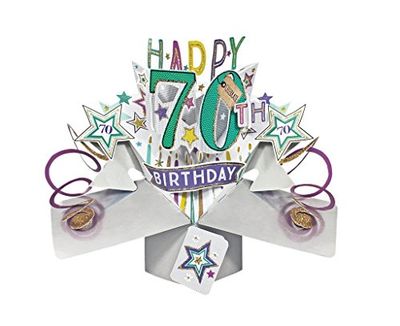 Grattis på 70-årsdagen popup-gratulationskort original Second Nature 3D pop up-kort