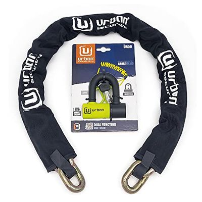 UR59K120 Anti-Theft Motorcycle Chain Hardened Steel 13.5 mm with Solid Mini U Lock 14 mm, 120 cm
