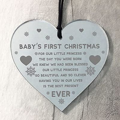 RED OCEAN Décoration de Noël pour bébé Fille en Forme de cœur gravé Cadeau Souvenir