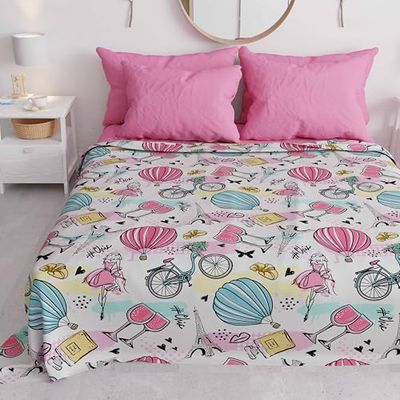 PETTI Artigiani Italiani - Spring Summer 265 x 260 Children's Bedspread for Boys and Girls Two Seater Lightweight Blanket Paris Chic Pattern, 100% Made in Italy