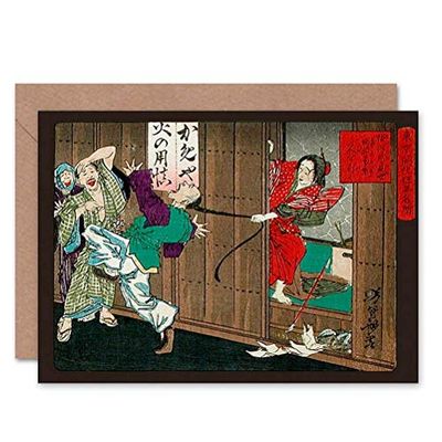 Wee Blue Coo CARD GREETING PAINTING YOSHITOSHI CRAZY TOKYO NEZU PROSTITUTE CHINAMAN