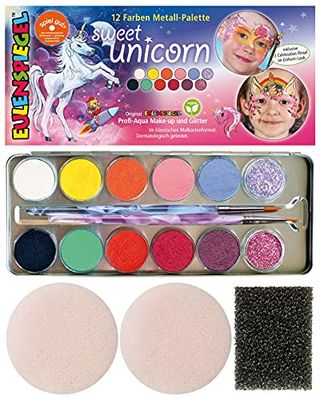 Eulenspiegel 212264 - Paleta de maquillaje Sweet Unicorn, vegana, unicornio, set de maquillaje, maquillaje infantil, carnaval, fiesta de disfraces