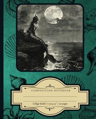 Vintage Mermaid Composition Notebook: College Ruled, Lined | Perfect for school, as gift |: 120 pages, matte soft cover