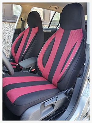 Housses de siège sur Mesure pour sièges de Voiture compatibles avec Volvo S40 Cross Country 2012 conducteur et Passager Housses de siège FB : MD505 (Noir/Bordeaux)