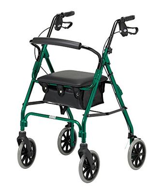 Days Lichtgewicht opvouwbare rollator met vier wielen, mobiliteitsloopwagen met gevoerde zitting, afsluitbare remmen en draagtas, beperkte mobiliteitshulp, voor ouderen of gehandicapten, racegroen, groot