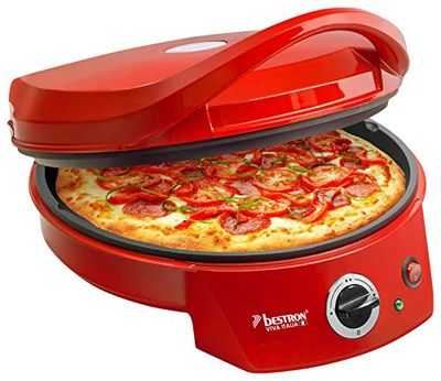 Bestron Horno Grill Eléctrico para Pizza, Viva Italia, Calor Superior e Inferior, Hasta 230°C, 1800 W, Rojo