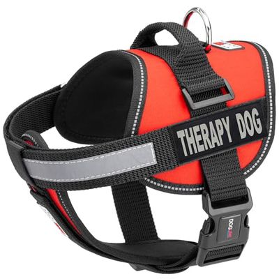 Dogline Gilet Imbracatura per Cani e 2 Rimovibile Therapy Dog Patches l/71,1 cm a 96,5 cm, Rosso