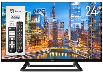 TELE Systeem TV 24 Inch TS24 LS14 - Digitale aardse DVB-T2/S2, HEVC 10 bit, Tivùsat CAM-compatibel, Hotel Mode