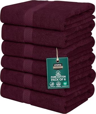 Utopia Towels - Set di 6 asciugamani da bagno, 100% cotone filato ad anello (60 x 120 cm), medi, leggeri e altamente assorbenti, ad asciugatura rapida, asciugamani di alta qualità per hotel, spa e
