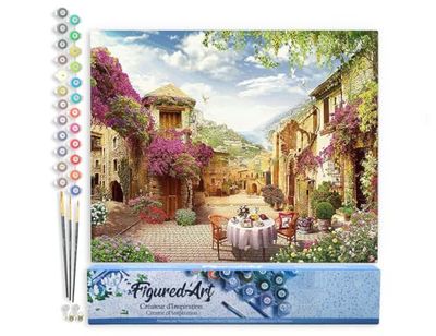 Figured'Art Peinture par Numéro Adulte Table mise pour le Petit Déjeuner - Activité Manuelle Kit de Loisir Créatif DIY Numéro d'Art Complet - 40x50cm sans châssis en bois
