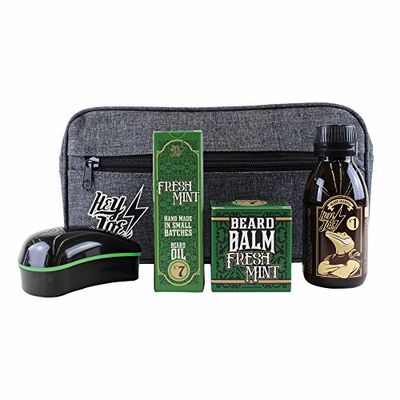 HEY JOE - Bearded Survival KIT Deluxe Nº 7 | Kit de arranjo de barbas que inclui: óleo, balsamo, champô, escova para barba e nécessaire de presente