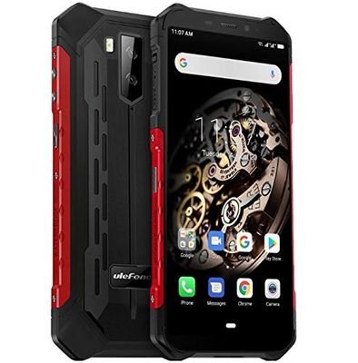 Ulefone Armor X-5(3GB RAM 32GB ROM) 4G Móvil Antigolpes Baratos, MTK6763 Octa-Core, Android 9.0 5.5 ”IP68 Impermeable Moviles Todoterreno, Dual SIM, 5000mAh Batería, Desbloqueo Facial NFC Rojo