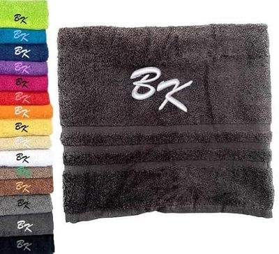 Asciugamano con monogramma personalizzato Asciugamano con monogramma ricamato Lettera Nome Asciugamano personalizzato iniziale Asciugamano in cotone Regalo personalizzato (140 x 70 cm, Grafite)
