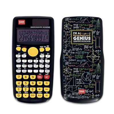 Legami - Vetenskapsräknare Count On Me, Genius-tema, 3 lägen, bas, vetenskapliga funktioner och statistiska beräkningar, glidande fodral, digital, dubbel strömförsörjning