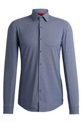 HUGO Mens Kenno Printed Slim-fit Shirt in Performance-Stretch Jersey