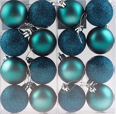 Bolas de Navidad irrompibles de 10 cm/6 unidades, color azul turquesa, decoración de árbol de Navidad, bolas de adornos de Navidad, decoraciones colgantes de Navidad, decoración de vacaciones, brillante, mate, purpurina