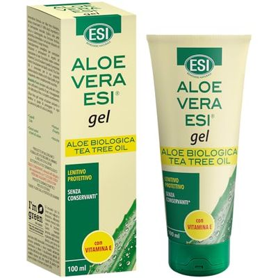 ESI - Aloe Vera Gel, con Olio di Argan, Idrata e Ricostituisce la Pelle Secca o Arrossata in Seguito a Esposizione al Sole, Adatto a Tutti i Tipi di Pelle, 100 ml