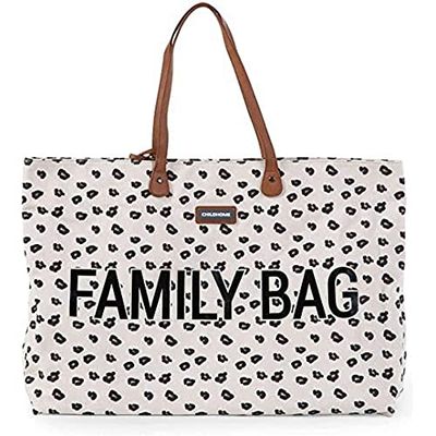 CHILDHOME, Family Bag, skötväska, resväska, weekendväska, stor kapacitet, löstagbar ficka ingår, Leopard