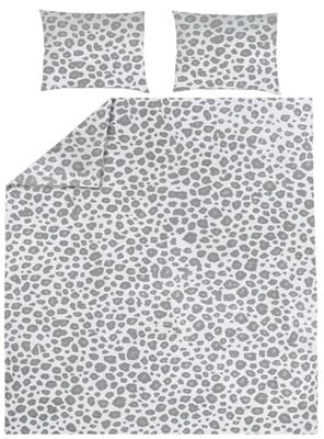 Meyco Home Panther beddengoed tweepersoonsbed (katoen, ademend materiaal, eenvoudig onderhoud, praktische omslagstrepen, afmetingen: 200 x 200/220 cm), neutraal