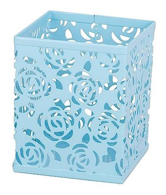 RICOO Stylish Iron Pen Holder B003-HB, Ultimate Desk Organizer for Pens, Makeup Brushes, Keys, 8x8x10 cm, Light Blue