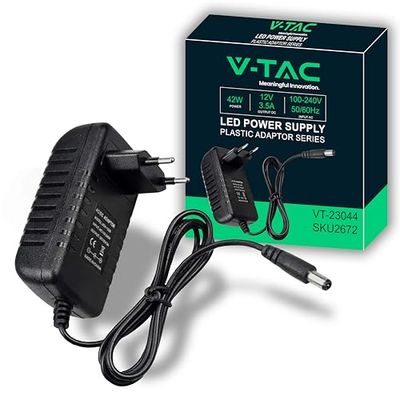 V-TAC Adaptador de Corriente 12V 42W 3,5A - Fuente de Alimentación para Cámaras, Tiras LED, Módems - Transformador 12V Doméstico para Pantallas, Equipos Electrónicos - Entrada AC 100-240V