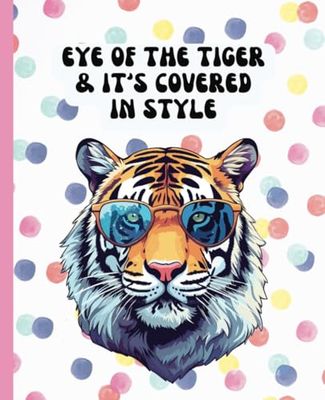 Eye of the Tiger & It’s Covered in Style Notebook Funny Tiger with Sunglasses Polka Dot Design 7.5x9.25 Wide Ruled 120 Pages Perfect Gift for Her ... Christmas Birthdays Graduation Anniversaries