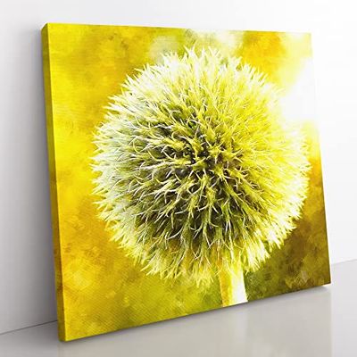 Thistle Flower Vol.2 Painting Modern Canvas Wall Art Print Ready to Hang, Framed Picture for Living Room Bedroom Home Office Décor, 35x35 cm (14x14 Inch)