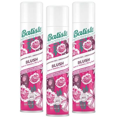 Batiste Shampooing Sec, Blush, Rafraichit les Cheveux et Apporte du Volume, Parfum Floral et Féminin, Absorbe Excès de Sebum, Sans Rinçage, 280ml (Lot de 3)