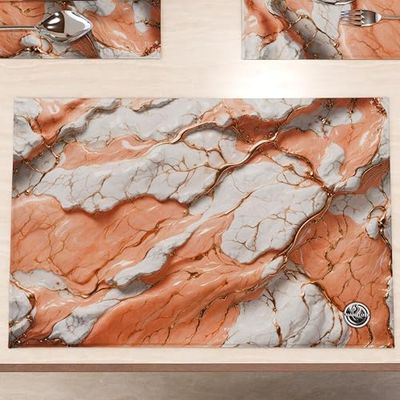MARBLELIZED Lot de 2 Sets de Table américains lavables en Tissu Effet marbre poudré (30 x 45 cm) - Élégant, idéal pour Le Petit-déjeuner, Le déjeuner et Le dîner, idée Cadeau, 100% fabriquée en