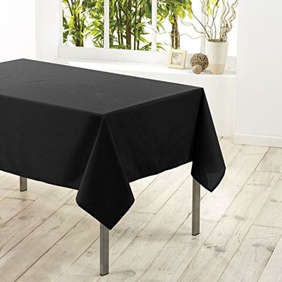 Douceur d'Interieur Tafelkleed 140X200 Effen Polyester Essentiel Noir, Zwart