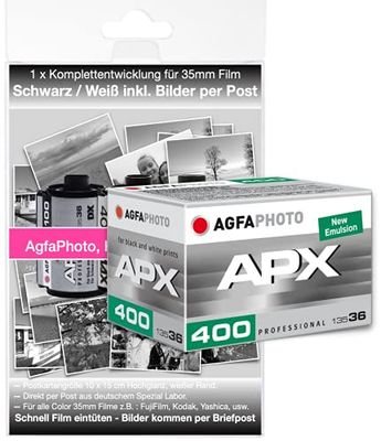 AgfaPhoto Or Fomapan 400 ASA Film Noir et Blanc pour jusqu'à 36 Photos avec développement Complet Images par courrier dans Les Cartes Postales Taille 10 x 15 cm + WE Transfer