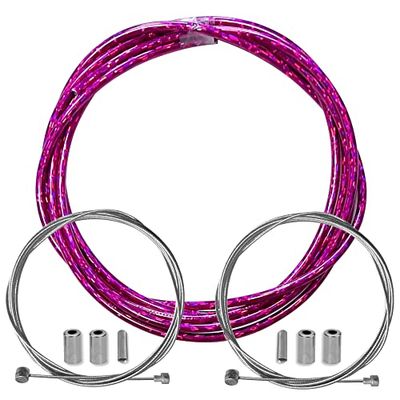 cyclingcolors Osłona hamulca rowerowego z końcówkami z przodu zestaw z tyłu pasuje do Shimano Sram cykl miejski szosowy rower górski wkładka do kabla wydajnościowego (różowy laser)