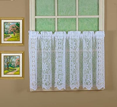 Today's Curtain Hopewell Premium Lace Tier 36", White, 58W x 36L