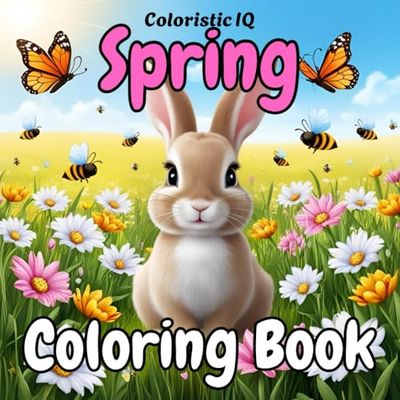 Coloristic IQ Spring Coloring Book: Cute Coloring Pages for Kids Teens and Adults Stress Relief and Relaxation