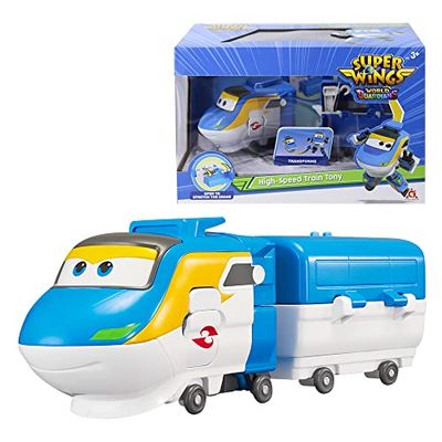 Super Wings - Tony Transformation Train Robot Suitable for 3 4 5 6 7 Year Old Boys and Girls, Transformation Train Action Figures for Preschool Games and Birthday Gifts, 5 Inch