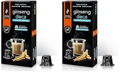 King Cup - 1 Confezione da 20 Capsule di Ginseng Deca da Zuccherare, 10 Capsule 100% Compatibili con Sistema Nespresso di Bevanda al Gusto di Ginseng, Senza Glutine e Senza Lattosio