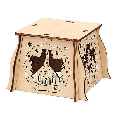 Dekohelden24 Houten kaarsboog onderzetter zeep/koerderij om zelf in elkaar te steken, grondoppervlak 10 x 10 cm hoogte 7 cm