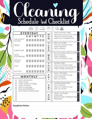 Cleaning Schedule And Checklist: Daily Home Cleaning checklist for women Household Organizer Chores with Check Lists for Adults.