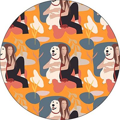 Bonateks, Round Digital Printed Mouse Pad, Non-Slip Base, for Office and Home, Diameter:22cm