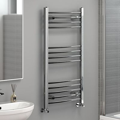 iBathUK | 1000 x 500 gebogen verwarmde handdoekhouder chroom badkamer radiator
