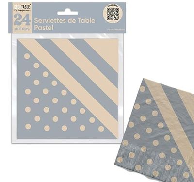 SERVIETTES DE TABLE PASTEL X 24 GRIS