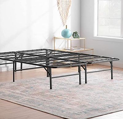 Linenspa Cadre de lit métal – Lit pliant 90x190 cm, 1 place – avec 33 cm rangement sous le sommier et pieds – Assemblé en 5 minutes – 1 personne