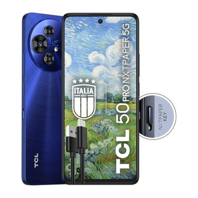 TCL 50PRO NXTPAPER 5G – 5G Smartphone Display 6,8 120Hz Nxtpaper 3;0, 512GB, 16GB RAM (8GBPlus 8GB virtual RAM), Triple Cam 108Mpx Plus frontcamera 32Mpx, Android 14, Batt; 5010 mAh, blauw