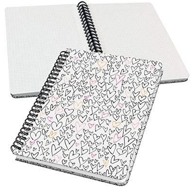 SIGEL JN620 Jolie Libreta de espiral, Wild Hearts, cuadriculado con puntos (impresión Dot), 100 g/m², 16,2 x 21,5 cm, tapa dura, 120 páginas, negro, pink, naranja